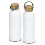 Set of six Pasadena Steel White bottles in sleek stainless steel with bamboo lids, perfect for eco-friendly hydration on the go.