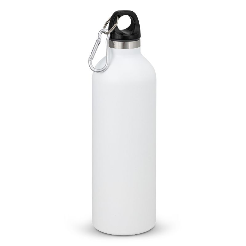 Set of three Intrepid White vacuum bottles, 600ml stainless steel, double-walled, BPA-free, with carry handles and carabiners.