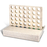 Eco-friendly Four in a Row game set of 10, crafted from rice husk and polypropylene, packaged in natural kraft boxes.