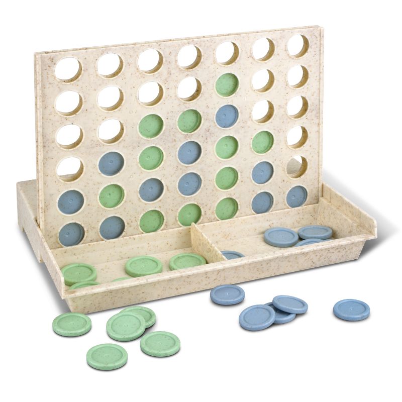 Eco-friendly Four in a Row game set of 10, crafted from rice husk fibre, perfect for family fun and educational play.