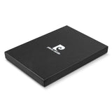 Black Pierre Cardin Valence Portfolio with magnetic closure, notepad, tablet pocket, and organized cardholder for professionals.