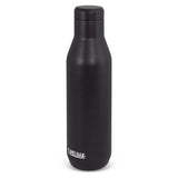 Sleek black 750ml CamelBak Horizon vacuum bottle with double-wall insulation for cold drinks up to 6 hours and a non-slip base.