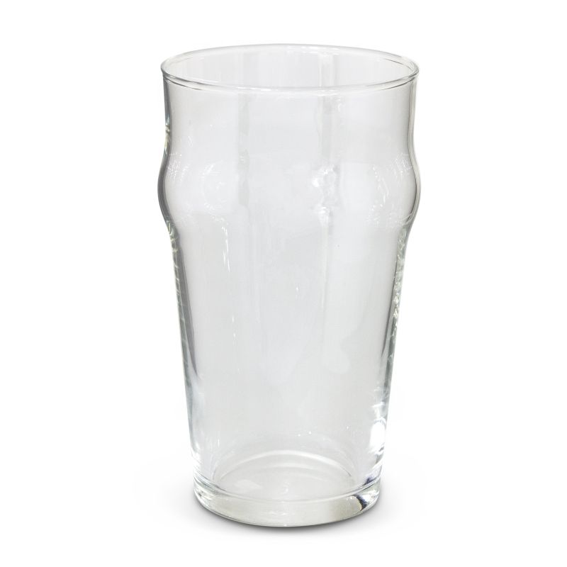 Clear traditional 585ml pint glasses set of 12, perfect for showcasing and enjoying various beers and ales.
