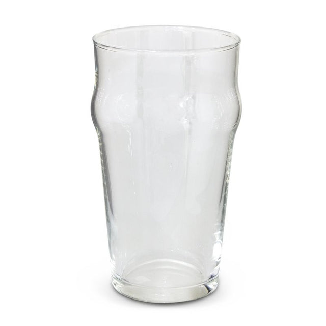 Clear traditional 585ml pint glasses set of 12, perfect for showcasing and enjoying various beers and ales.