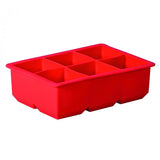 Avanti Silicone 6 Cup King Ice Cube Tray in red for making jumbo ice cubes and versatile freezing in a flexible design.