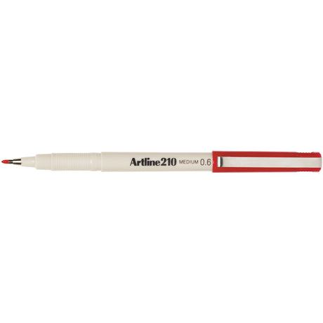 Artline 210 Fineliner Pen set of 12 in vibrant red, perfect for bold writing and artistic projects with 0.6mm precision.