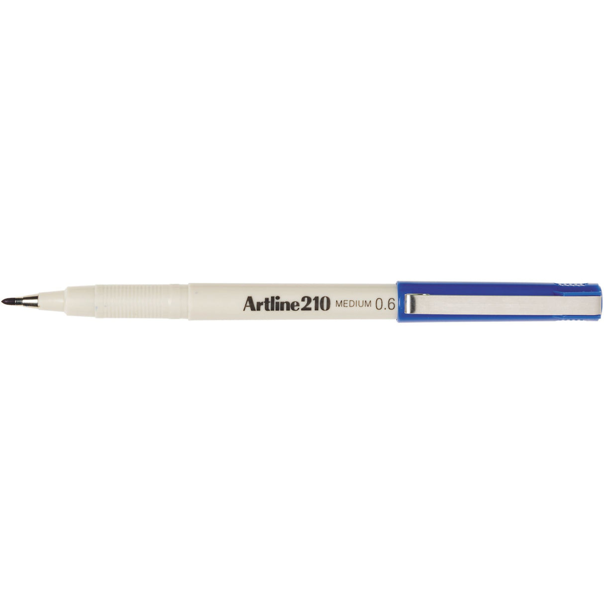 Artline 210 Fineliner Pen in blue, 0.6mm tip, 12-pack, perfect for precise writing and detailed illustrations without bleed.