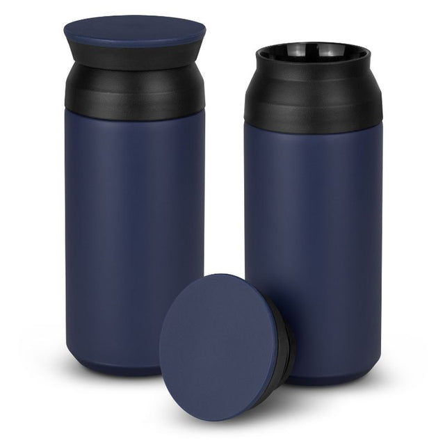 Set of 3 Lavita Matt Navy vacuum cups, 350ml, double-wall insulated for hot drinks, elegant design, ideal for on-the-go use.