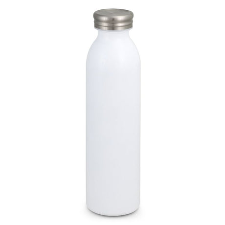 Sleek gloss white vacuum bottles, 600ml, stainless steel, BPA-free, vacuum insulated for hot or cold drinks, set of 3.