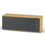 Natural-finish Sublime 10W Bluetooth speaker made of eco-friendly bamboo, offering portable, high-quality sound.