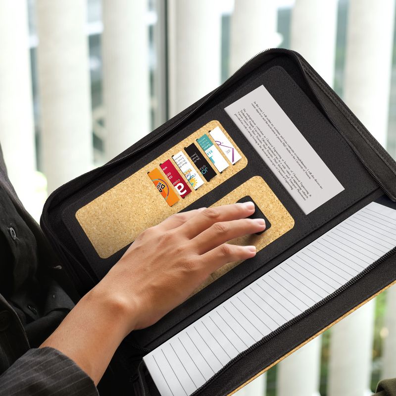 Cork Portfolio - Sakura A4 in natural color featuring eco-friendly cork, zippered closure, lined pad, and multiple storage slots.