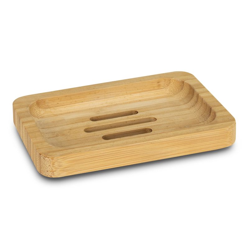 Eco-friendly bamboo soap holder set, non-slip design with rubber pads, suitable for various soap types, includes 10 units.