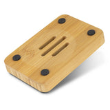 Eco-friendly bamboo soap holder with non-slip pads, perfect for organized and dry soap storage, set of 10 units.