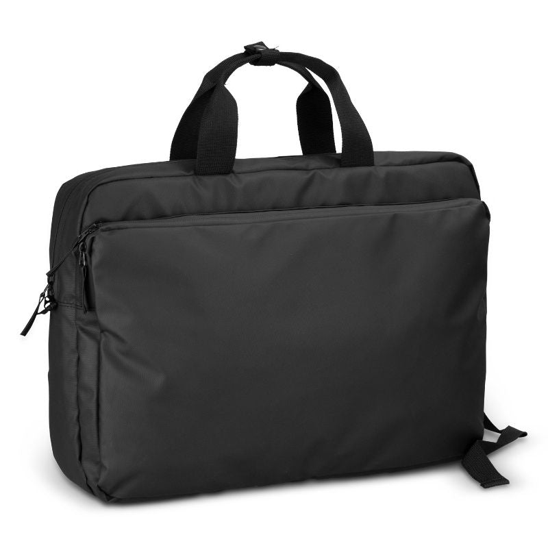 Black Sling Laptop Bag - Aquinas, featuring padded compartments, water-resistant fabric, adjustable strap, and stylish design.