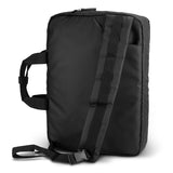 Sling Laptop Bag - Aquinas in black with padded compartments, water-resistant fabric, and adjustable strap for versatility.