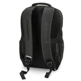 Stylish Black/Charcoal Selwyn Backpack with laptop sleeve, padded back, and multiple pockets for organized carrying.