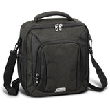 Black and charcoal Cooler Bag - Selwyn, 8L, with adjustable strap, zippered pocket, and insulation for outdoor adventures.