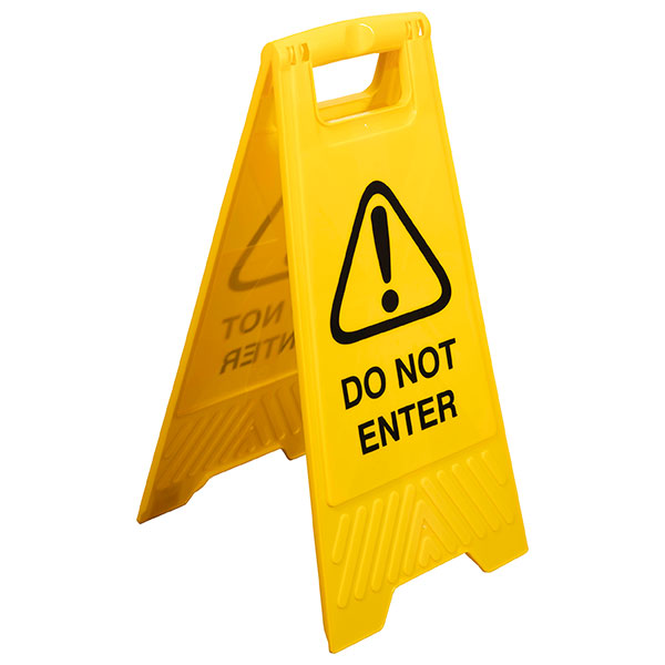 Bright yellow "Do Not Enter" safety sign for clear hazard communication, designed for easy installation and durability.