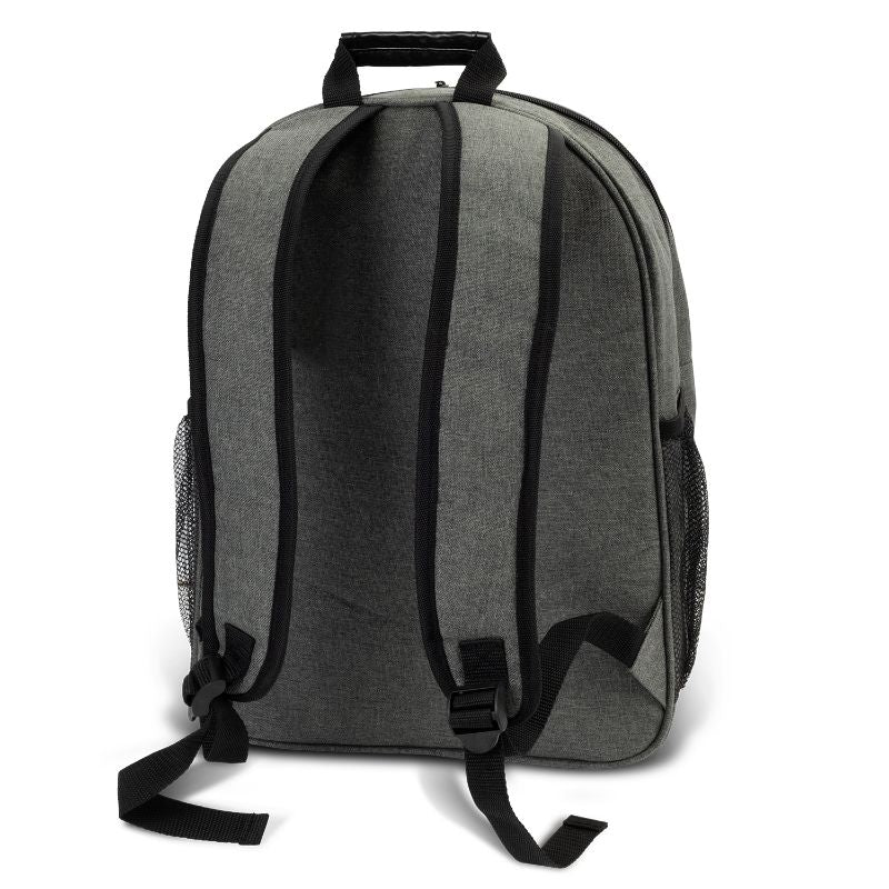 Heather Grey Herald Backpack with padded straps, laptop compartment, and secure pockets, perfect for daily adventures.