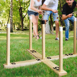 Natural Ring Toss Game featuring eco-friendly hemp rings and sturdy pine wood pegs, perfect for family gatherings and outdoor fun.