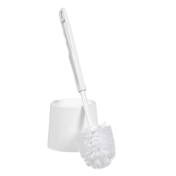 Cleanlink Toilet Brush and Pot in white with soft bristles, ergonomic handle, and hygienic storage for effective cleaning.