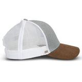 Heather Grey/Brown corduroy cap with mesh back, pre-curved peak, and adjustable snapback for all-day comfort and style.