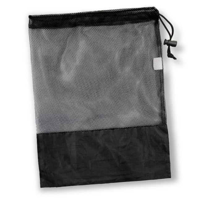 Black drawstring mesh bags set of 20, ideal for laundry, sports gear, or shoes, featuring breathable material and secure closure.