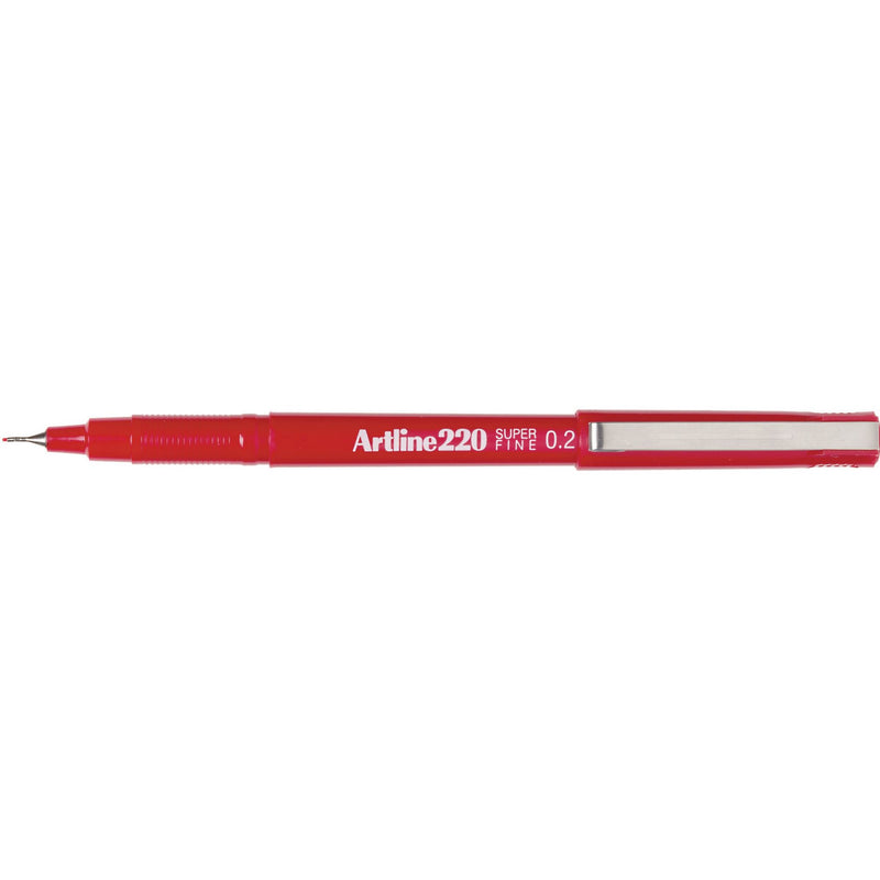 Artline 220 Fineliner Pen 0.2mm Red -12 units