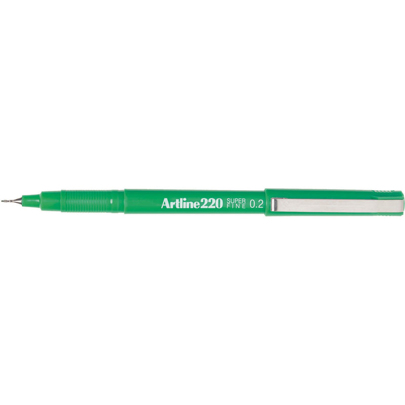 Artline 220 Fineliner Pen 0.2mm Green -12 units