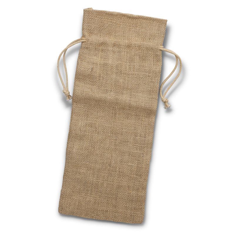 Eco-friendly jute wine drawstring bags, durable and stylish, perfect for gifting bottles at events. Set of 20 units.