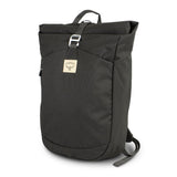 Sleek black Osprey Arcane Roll Top Backpack with spacious roll-top, padded laptop sleeve, and eco-friendly design for everyday use.