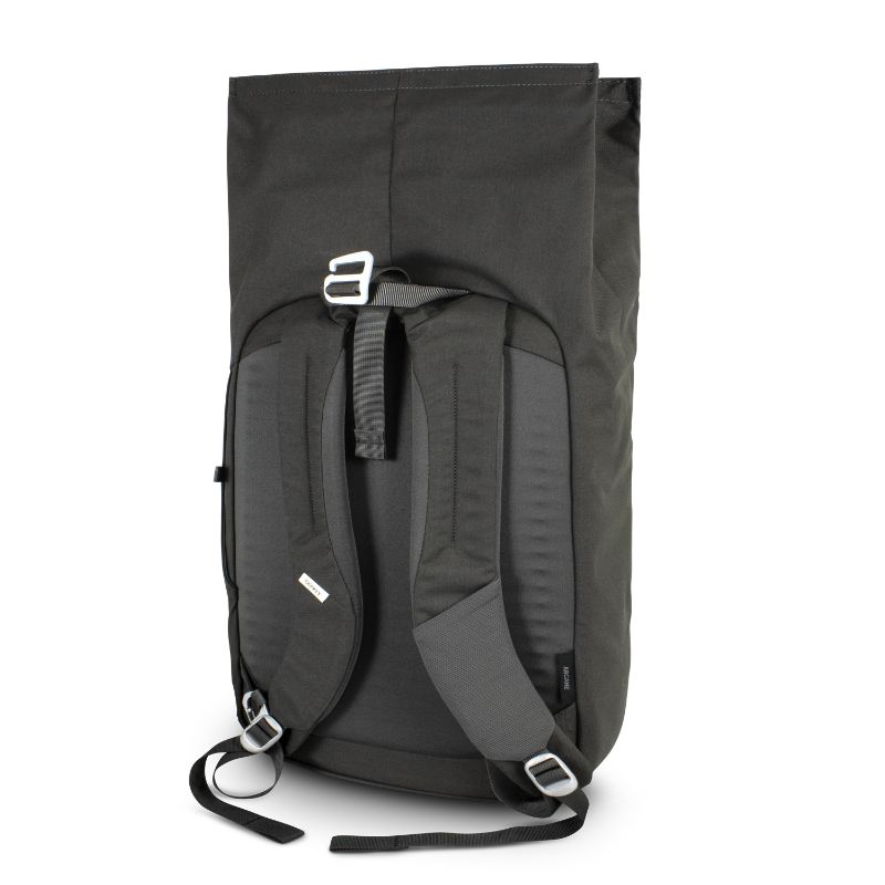 Versatile Osprey Arcane Roll Top Backpack in black, featuring a spacious roll-top, padded laptop sleeve, and eco-friendly materials.