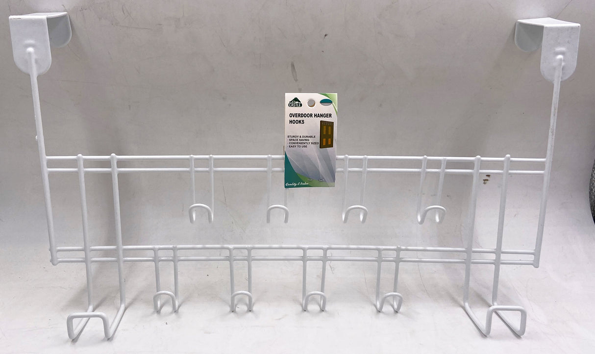 Over-Door Hanger with 10 hooks for efficient storage, perfect for towels, bags, and coats in any room.