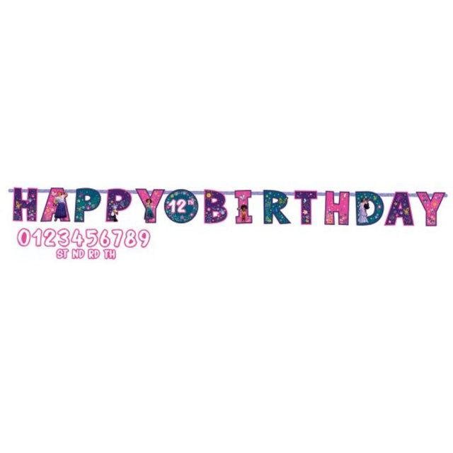 Vibrant Encanto Jumbo add-an-age banner for birthdays, featuring customizable age and charming themed graphics.