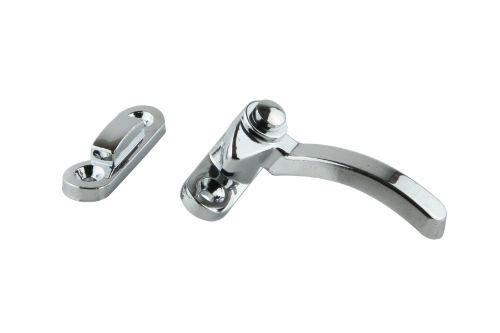 Right Hand Split Rail Fastener with Packer, chrome plated zinc, 66x46x45mm, designed for side and top hung windows.