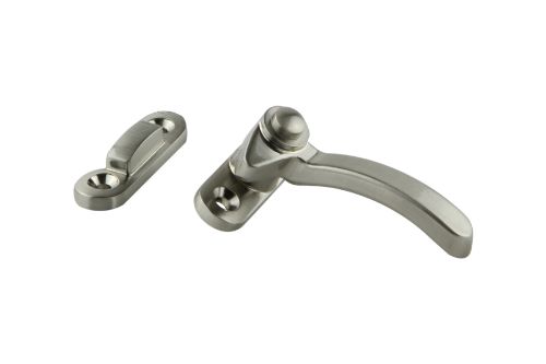 Right Hand Split Rail Fastener with Packer in satin nickel, suitable for versatile window installation and draft sealing.