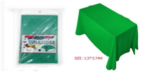 Set of 6 vibrant green tablecloths (2.71m) in heavy-duty plastic for durable, stylish dining and event decor.