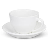 Elegant white ceramic Chai cup and saucer set, perfect for tea and coffee, beautifully packaged in kraft gift boxes.