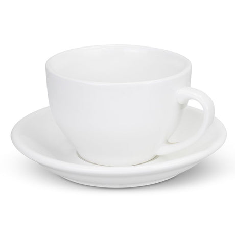 Elegant white ceramic Chai cup and saucer set, perfect for tea and coffee, beautifully packaged in kraft gift boxes.