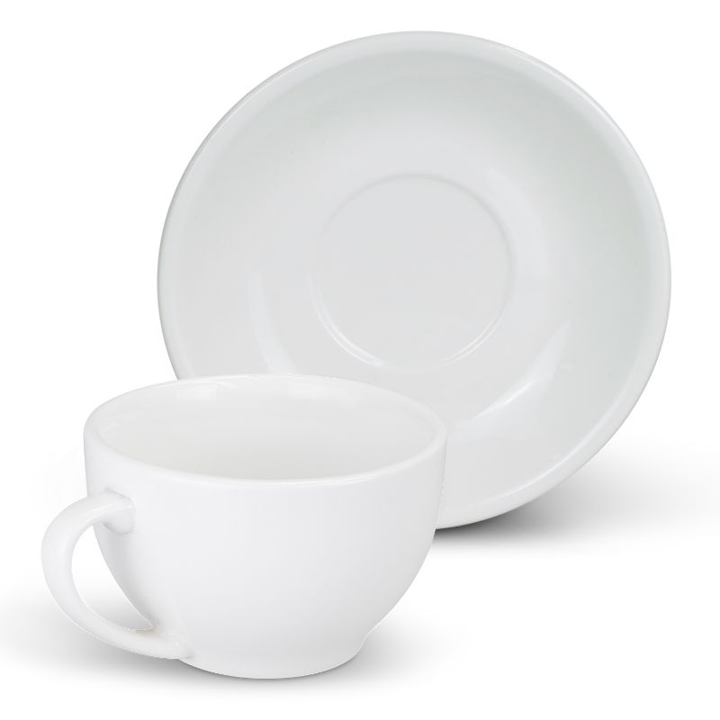 Set of 6 elegant white ceramic Chai cups and saucers for tea and coffee, perfect for stylish dining and gifting.