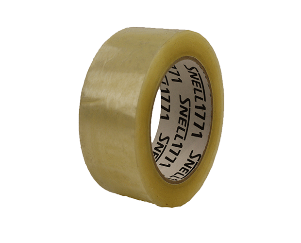 Clear packaging tape in a carton of 36 rolls, 48mm x 100m, ideal for sealing packages with strong adhesive and tear resistance.