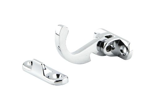 Chrome-plated Spur Fastener Spring Catch for secure fastening of top hung awning windows, featuring a spring action design.