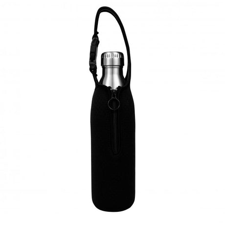 Black neoprene tote for 500ml Avanti Fluid Bottle, featuring a comfortable grip and easy carry handle for on-the-go hydration.