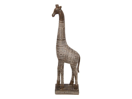 Handcrafted 39cm Batik African Giraffe statue featuring vibrant colors and intricate patterns, perfect for home decor.