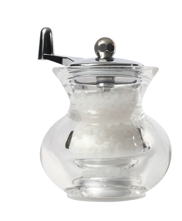 Cauldron Salt Grinder: 90mm acrylic mill for easy grinding, ergonomic design, adjustable coarseness for fresh seasoning.