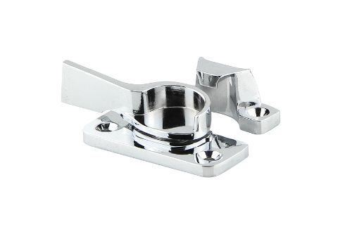 Chrome plated Crescent Sash Fastener for sliding windows, crafted from zinc, ensures durability and easy installation with screws included.