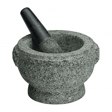 Avanti 17cm grey granite mortar and pestle, perfect for grinding herbs and spices with a textured interior for superior efficiency.