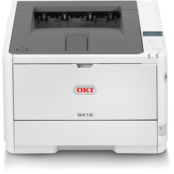 OKI B412dn A4 Mono LED Printer showcasing efficient 33ppm printing, duplex capabilities, and robust paper handling features.