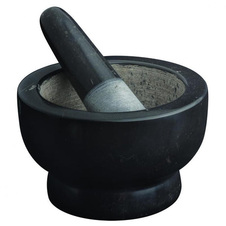 Avanti Marble Footed Mortar & Pestle in Black, ideal for grinding herbs and spices with a stylish, durable design.