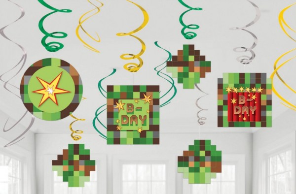 Colorful Swirl Decorations - Tnt Party! Value Pack features 12 foil swirls in various sizes for vibrant party atmospheres.